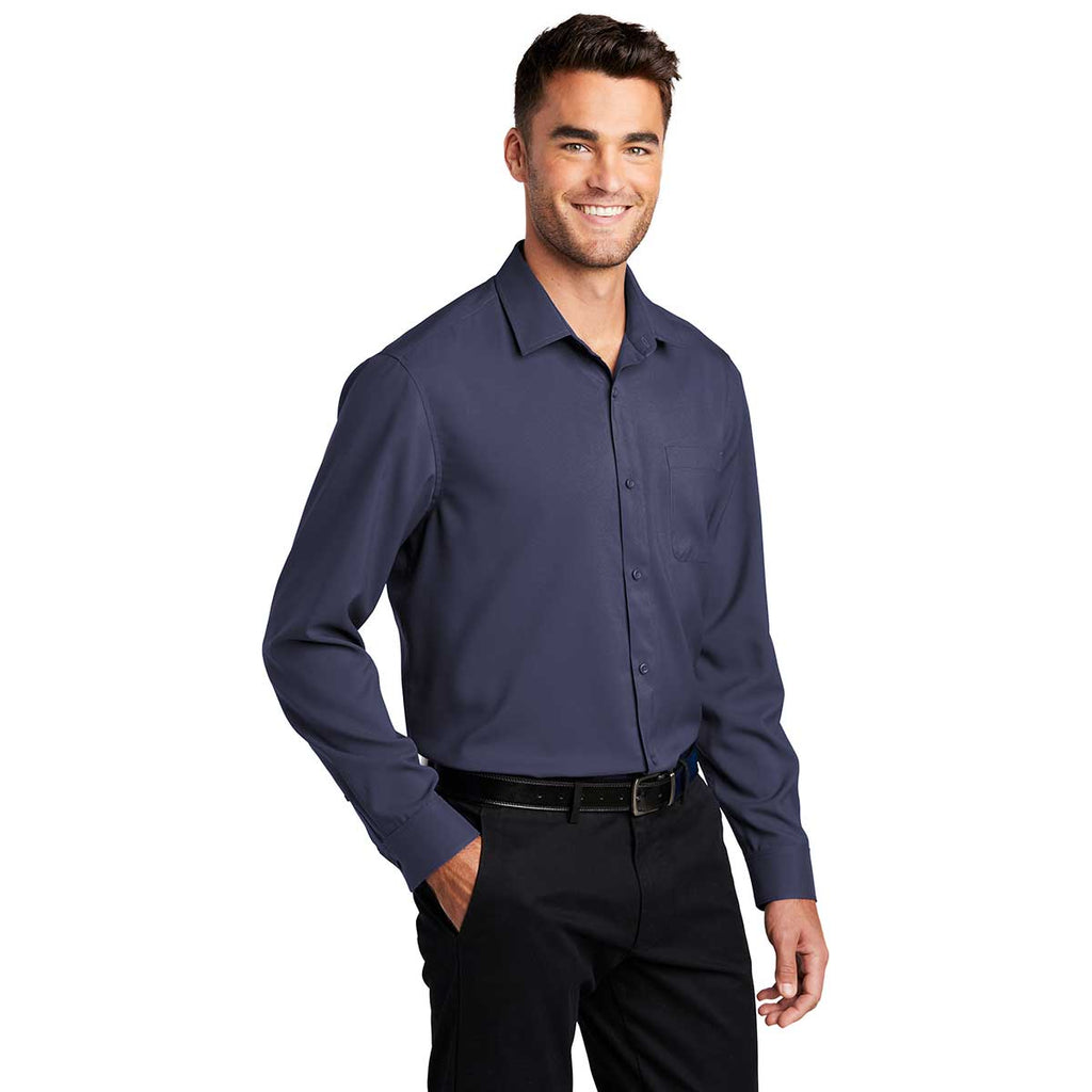 Port Authority Men's True Navy Long Sleeve Performance Staff Shirt