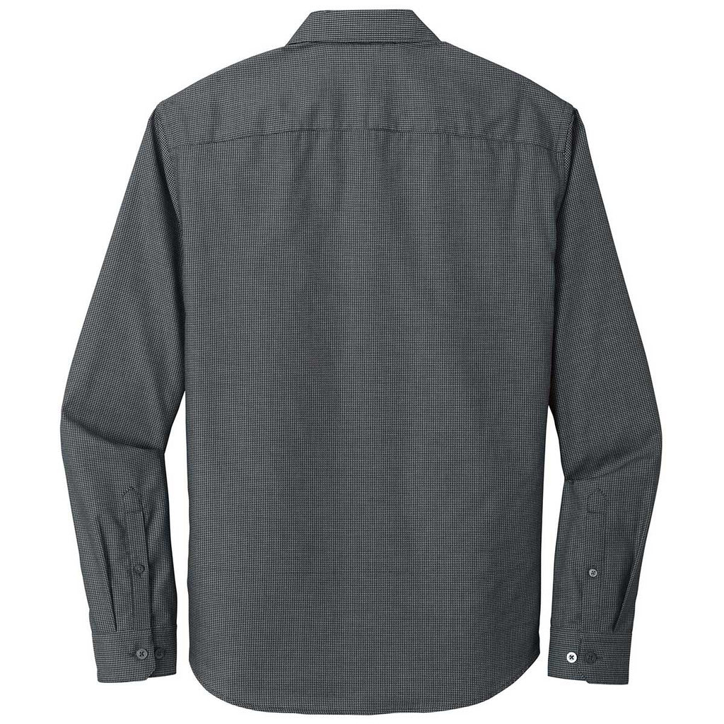 Port Authority Men's Black/Grey Steel Pincheck Easy Care Shirt