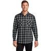 Port Authority Men's Grey/Black Buffalo Check Plaid Flannel Shirt