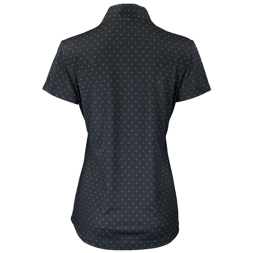 Greg Norman Women's Black Micro Pique Spinner Print Polo