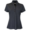 Greg Norman Women's Black Micro Pique Spinner Print Polo