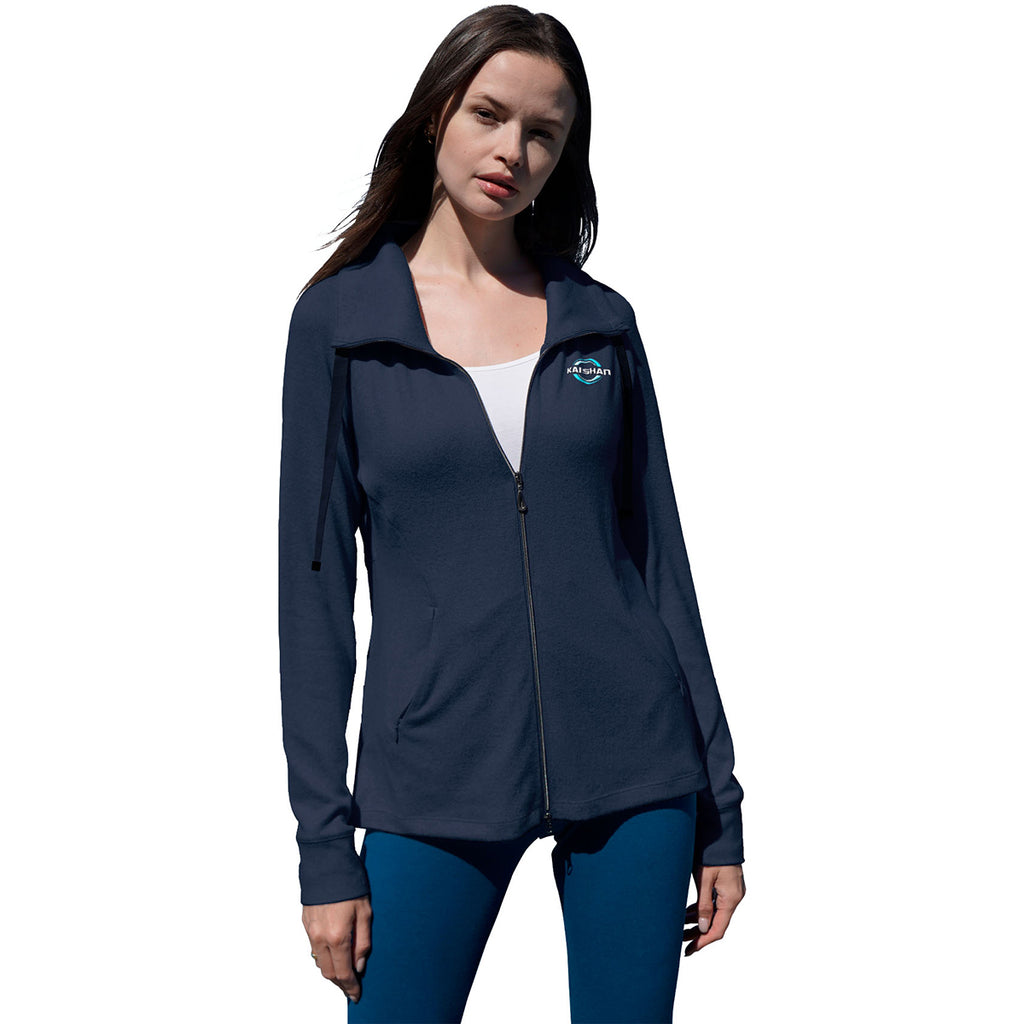 Greg Norman Women's Navy/Heather Mock Neck Full Zip Jacket