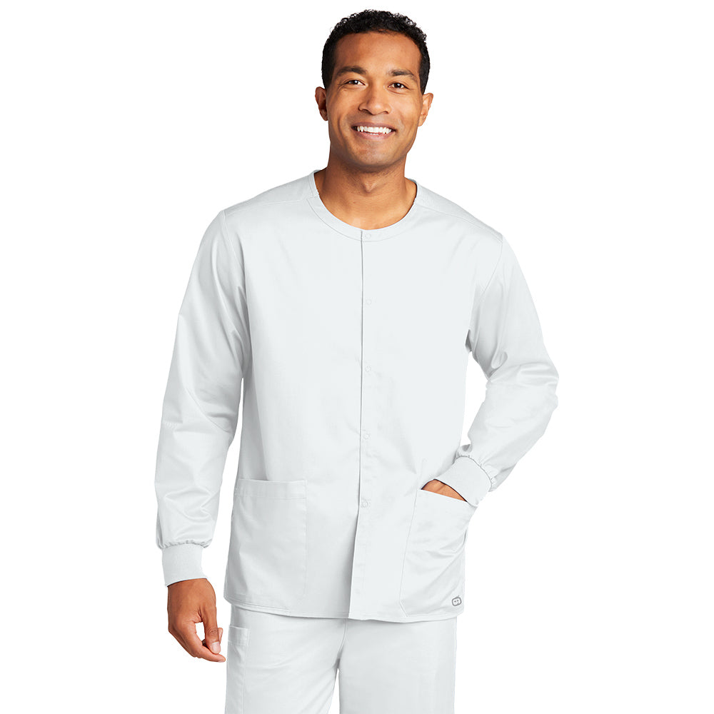 WonderWink Unisex White WorkFlex Snap-Front Scrub Jacket