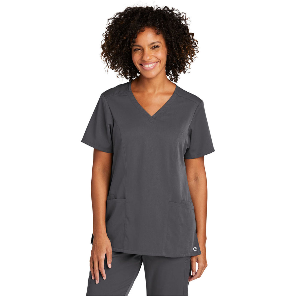 WonderWink Women's Pewter Premiere Flex V-Neck Top