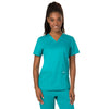 Cherokee Women's Teal Blue Workwear Revolution V-Neck Top