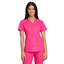 Cherokee Women's Electric Pink Workwear Professionals V-Neck Top