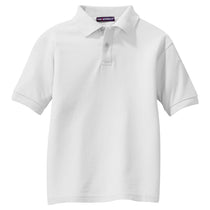 Port Authority Youth White Silk Touch Polo