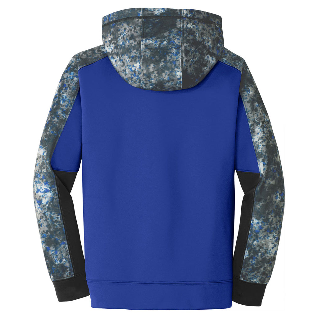 Sport-Tek Youth True Royal/True Royal Sport-Wick Mineral Freeze Fleece Colorblock Hooded Pullover