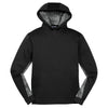 Sport-Tek Youth Black/Dark Smoke Grey Sport-Wick CamoHex Fleece Colorblock Hooded Pullover