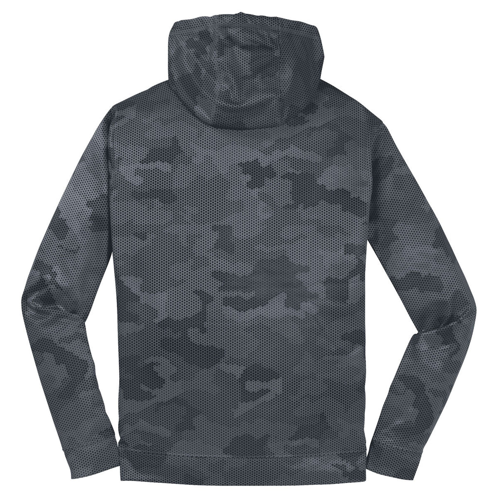 Sport-Tek Youth Dark Smoke Grey Sport-Wick CamoHex Fleece Hooded Pullover