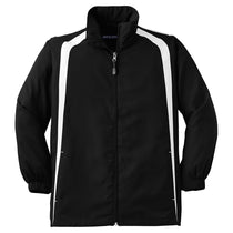 Sport-Tek Youth Black/White Colorblock Raglan Jacket
