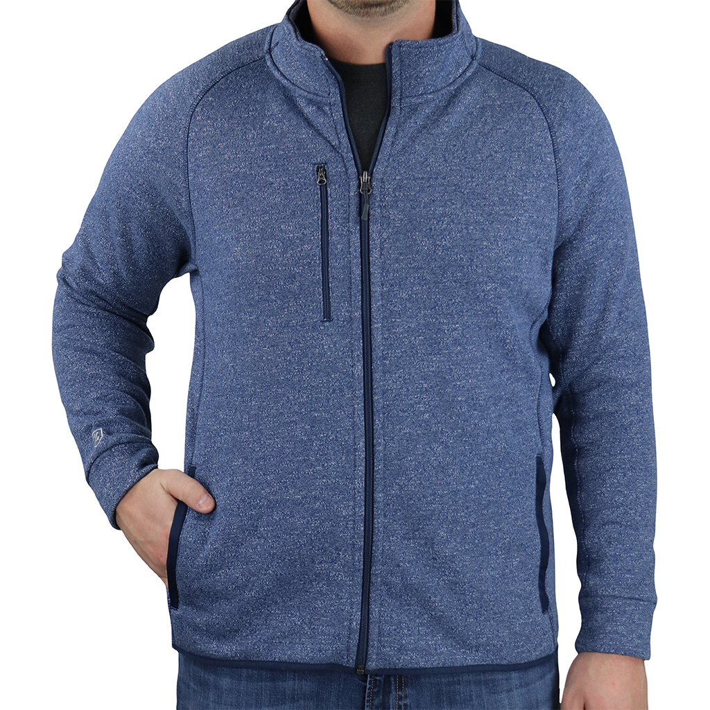 48-Hour Zusa Men's True Navy Heather Midtown Fleece Full Zip