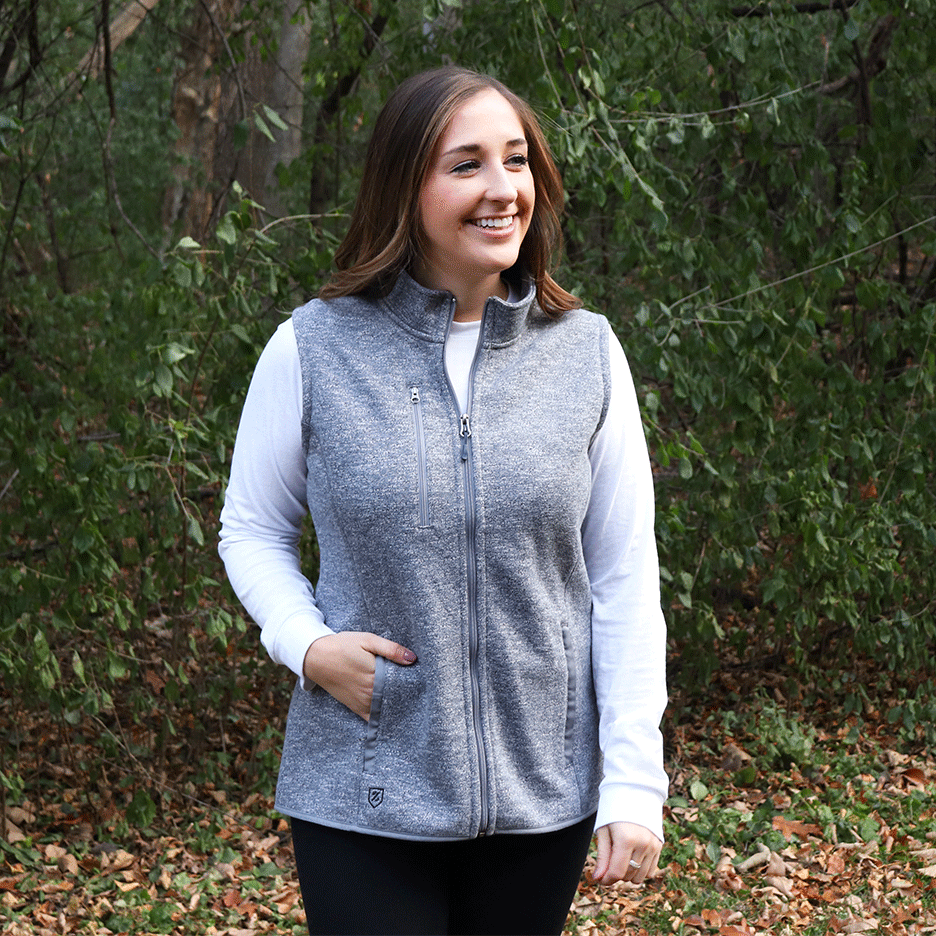 48-Hour Zusa Women's Light Grey Heather Midtown Fleece Vest