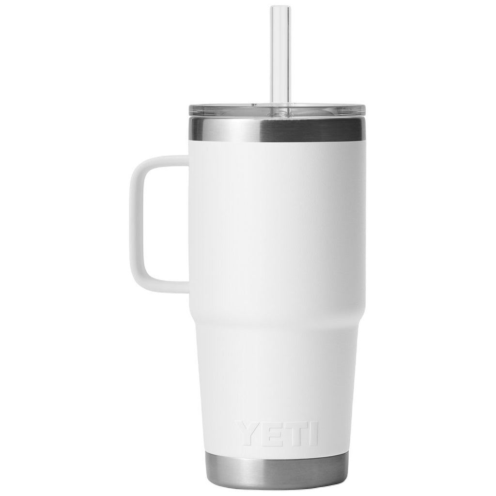 YETI White Rambler 25 oz Mug W/Straw Lid